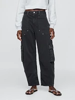 Mid Rise Barrel Cargo Pants