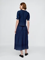 Gap × DÔEN Eyelet Midi Skirt