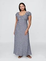 Gap × DÔEN 100% Linen Gingham Midi Dress
