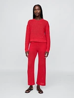 100% Cotton Crochet Crewneck Sweater