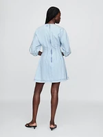 Denim Split-Neck Mini Dress