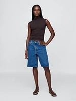 Modern Funnel-Neck Ruched Cropped Tank Top