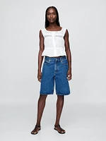 Lace-Trim Peplum Cropped Top