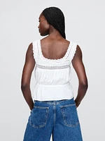 Lace-Trim Peplum Cropped Top