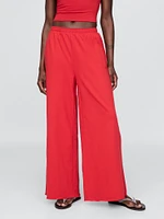French Terry Wide-Leg Rolled Hem Sweatpants