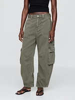 Mid Rise Barrel Cargo Pants