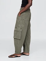 Mid Rise Barrel Cargo Pants