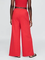 French Terry Wide-Leg Rolled Hem Sweatpants