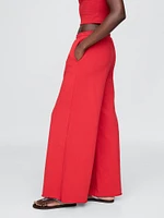 French Terry Wide-Leg Rolled Hem Sweatpants