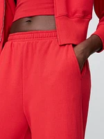 French Terry Wide-Leg Rolled Hem Sweatpants
