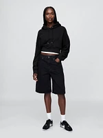 French Terry Cropped Oversized Hoodie