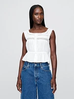 Lace-Trim Peplum Cropped Top