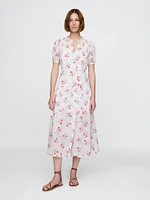 Gap × DÔEN Pintuck Floral Midi Dress