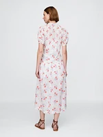 Gap × DÔEN Pintuck Floral Midi Dress