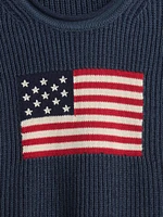 100% Cotton Cropped Oversized Americana Rib Sweater