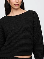 Crochet Cropped Boatneck Sweater