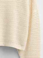 Crochet Cropped Boatneck Sweater