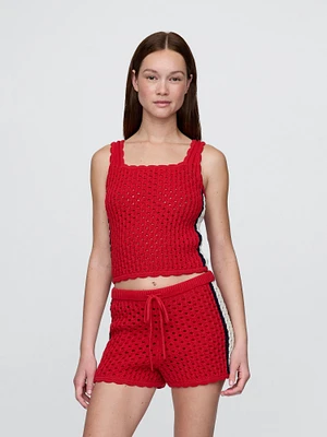 100% Cotton Crochet Cropped Tank Top