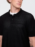 Textured Crochet Polo Shirt