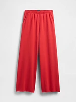 French Terry Wide-Leg Rolled Hem Sweatpants