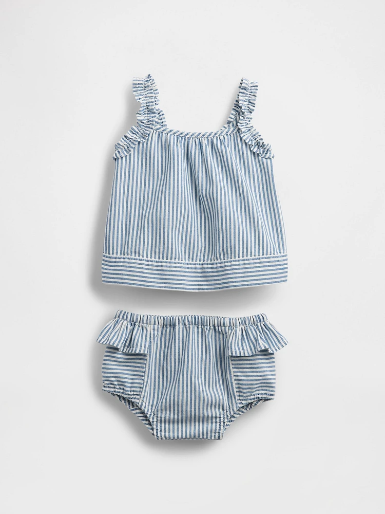 Baby Denim Stripe Outfit Set