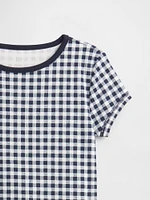 Kids Organic Brushed Cotton Gingham PJ Set
