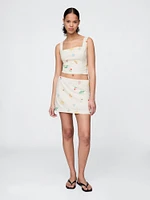 Linen-Blend Cropped Top