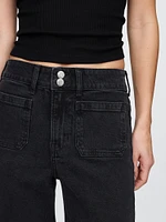 High Rise Stride Wide-Leg Ankle Jeans