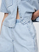 Mid Rise Easy Denim Boxer Shorts