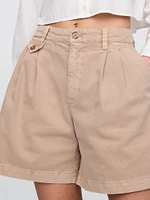 6" Mid Rise Twill Pleated Trouser Shorts