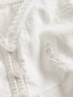 Linen-Blend Eyelet Peplum Top