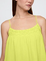 Cotton Gauze Embroidered Swing Dress