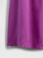Cotton Gauze Embroidered Swing Dress