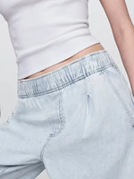 Mid Rise UltraSoft Pleated Easy Baggy Jeans