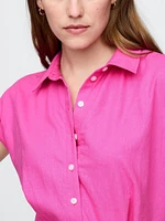 Linen-Blend Shirtdress