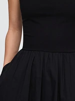Compact Jersey Mixed Media Maxi Dress