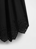 Mixed Media Handkerchief Hem Midi Dress