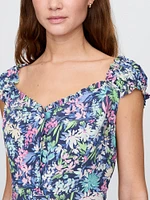 Puff-Sleeve Sweetheart Mini Dress