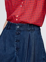 Gap × DÔEN High Rise Pleated Denim Trouser Shorts
