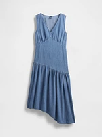 Denim Asymmetrical Midi Dress