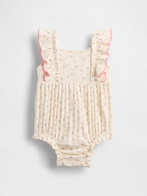 Baby Pointelle Rib Ruffle Bubble Shorty One-Piece