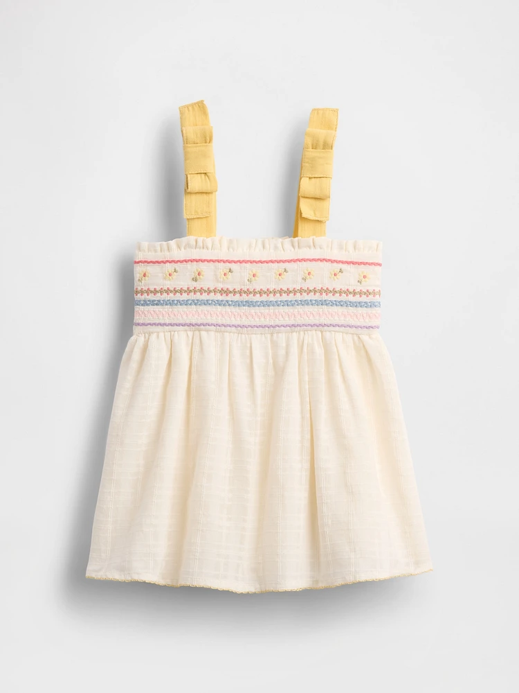 Baby Embroidered Tie-Shoulder Dress