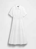 Poplin Roll-Cuff Midi Shirtdress