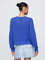 100% Cotton Crochet Crewneck Sweater