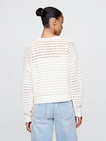 100% Cotton Crochet Crewneck Sweater
