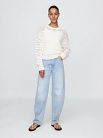 100% Cotton Crochet Crewneck Sweater
