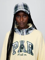 Gap × Malbon Linen-Cotton Logo Plaid Baseball Hat