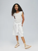 Kids Mid Rise Longline Denim Shorts