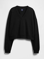 French Terry Cropped V-Neck Sweatshirt