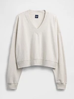 French Terry Cropped V-Neck Sweatshirt